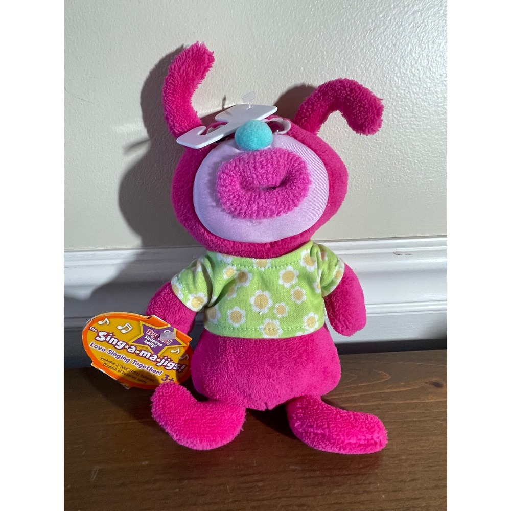 Mattel Fisher-Price Sing-a-ma-jigs Pink Plush Musical Toy Green Flower Shirt